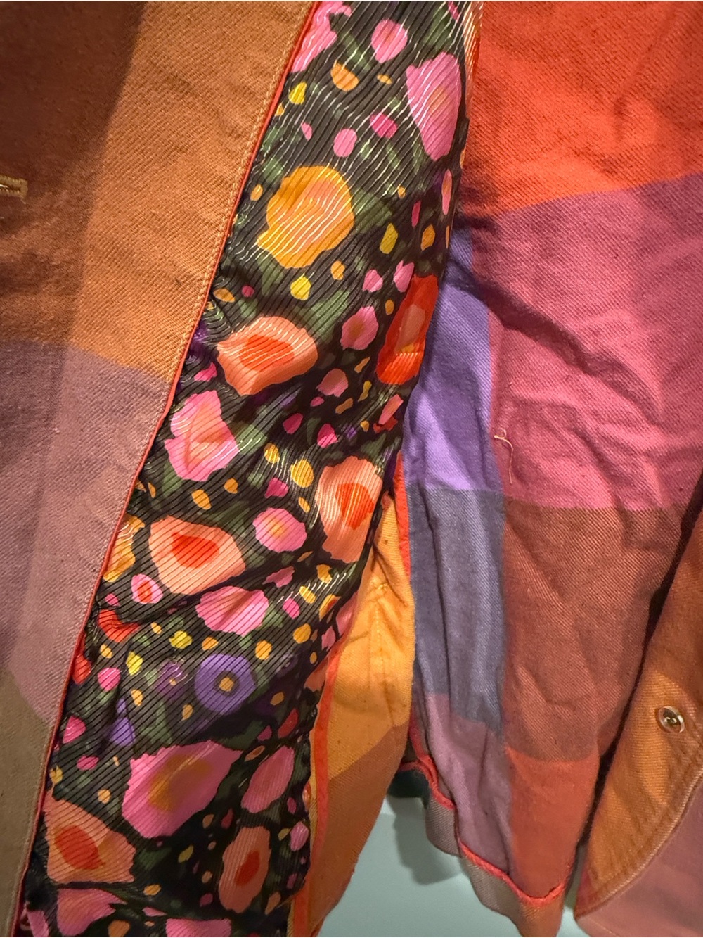 Colorblock Patchwork Cotton Blazer Jacket - Multi - Picture 3 of 7